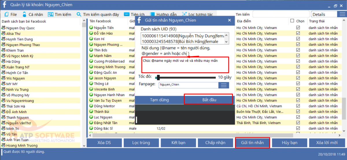 Gửi tin nhắn tự động - Phần mềm tự động gửi &amp; spam tin nhắn bán hàng Facebook miễn phí