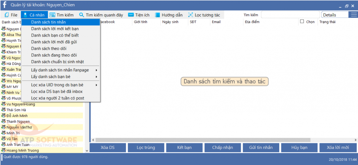 danh sách tin nhắn đã gửi - Phần mềm tự động gửi &amp; spam tin nhắn bán hàng Facebook miễn phí
