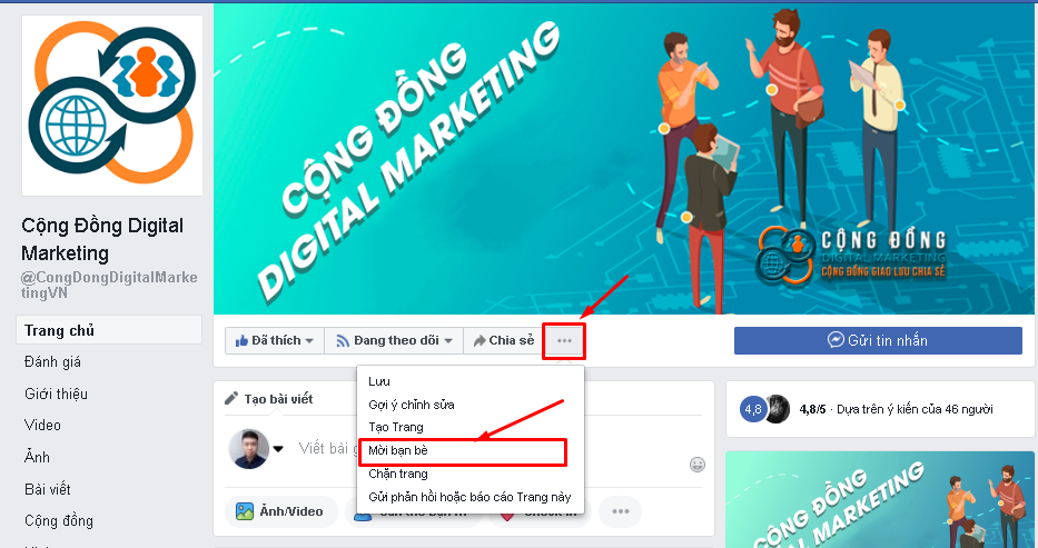 mời bạn bè like page - Case Study kéo 800 like Fanpage trong 15p Cộng đồng Digital Marketing (5000 trong lâu dài)