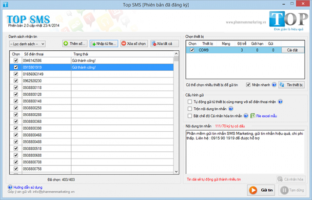 Phần mềm nhắn tin hàng loạt